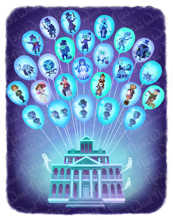 Haunted Mansion Balloons Art Print 11x14 inches
