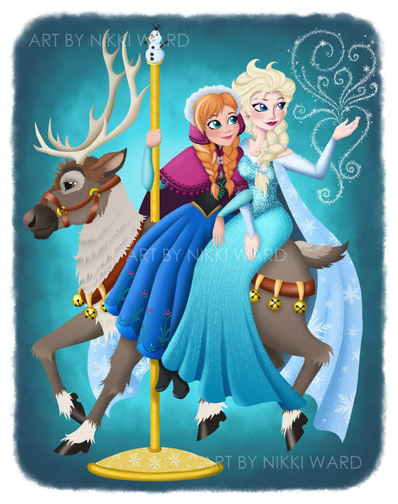 Elsa & Anna Carousel Print