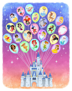 Disneyworld Castle of Heroes Art Print 11x14 inches