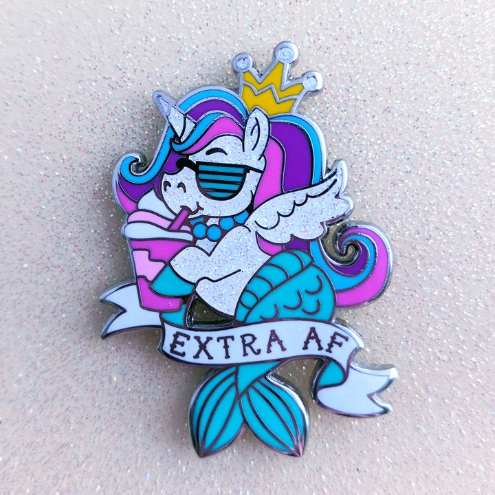 Extra AF Mermicorn Enamel Pin Art of Nikki Ward